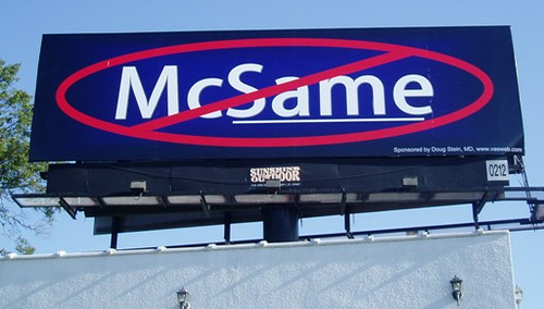 McSame billboard bought in Florida by vasectomy doctor Douglas G. Stein