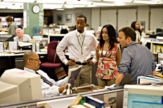 the fictional Baltimore Sun newsroom, season five of The Wire