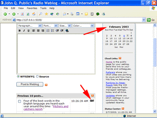 Editing weblog entries.