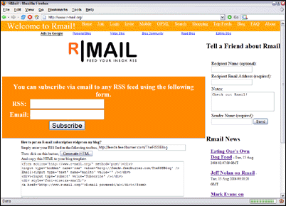 RMail home page