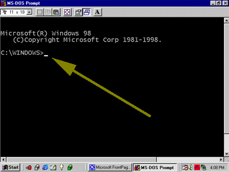 The MS-DOS Prompt window