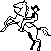 Line drawing of cowboy on horse