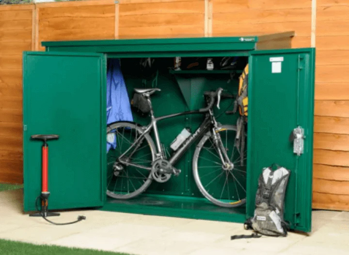 A bike shed painted the correct color