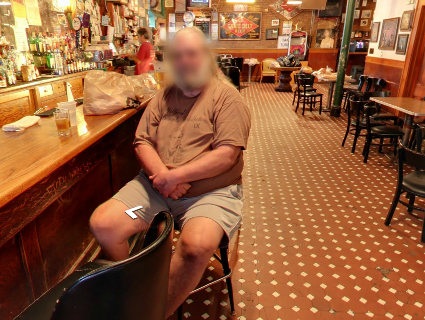 Google Street View inside Palmer's Bar sign in Minneapolis, Minnesota