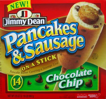 Jimmy Dean Pancakes and Sausage on a Stick, Chocolate Chip flavor, package