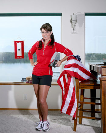 Photo of Sarah Palin and a flag in Runner's World