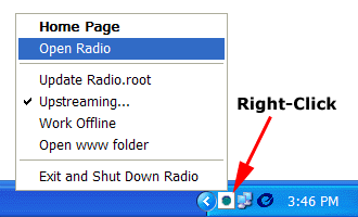 Opening the Radio application in Windows